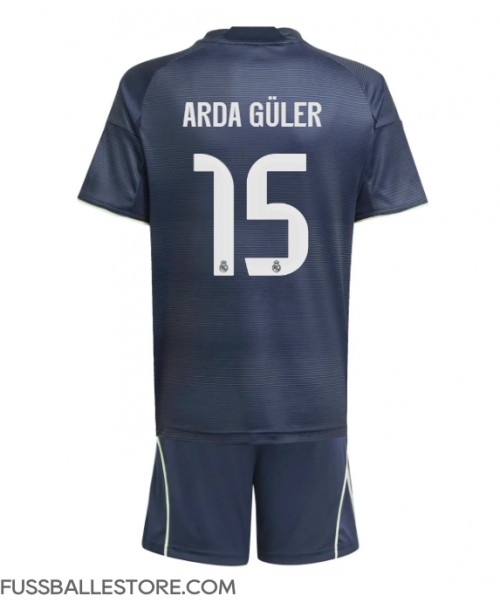 Günstige Real Madrid Arda Guler #15 Auswärts Trikotsatzt Kinder 2025-26 Kurzarm (+ Kurze Hosen)